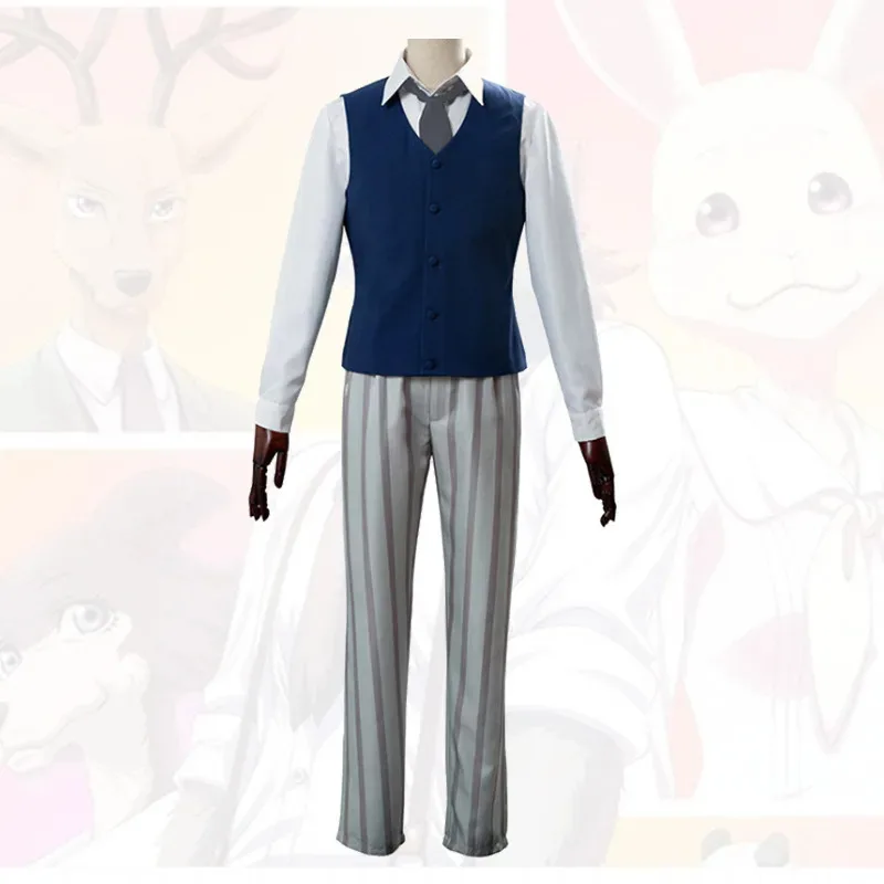 Anime Beastars Haru Legoshi Cosplay White Dress Rabbit Bunny Wolf Set Costume Rabbit Ears Wigs Halloween Party Suit Men Women