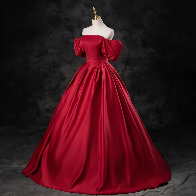 Simple Luxury Ball Gown Vintage Wine Red Satin Vestidos De Quinceaneras Elegant Long Classic Vestido De Debutante Customized