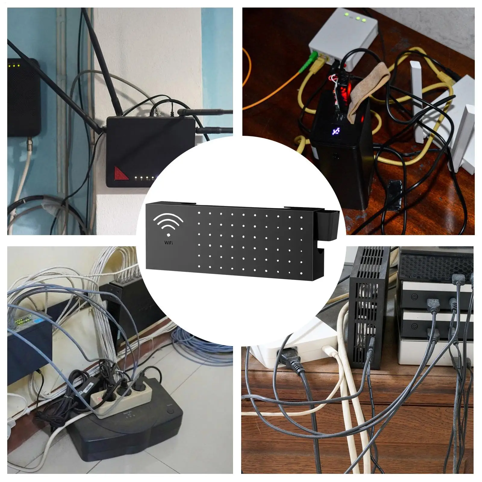 

Укрытие коробки маршрутизатора Многофункциональное настенное крепление Крышка из углеродистой стали Укрытие интернет-коробки для электроники Сетевая розетка Выходная защита