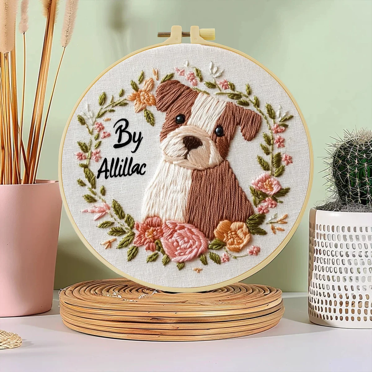 1 Stück 20X20CM/15X15CM 7,87/6,3 Zoll Niedlicher kleiner Hund Taschen-Stickerei-Starter-Kit DIY-Set Handarbeits-Malerei Nadelkunst Heimdekoration – Detail 3