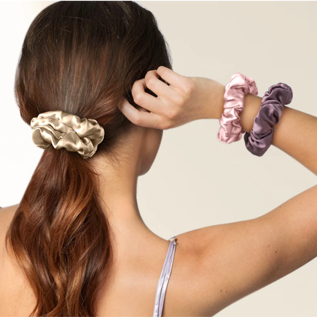 4PCS Medium 100% Pure Mulberry Silk Hair Accessorie, Elegant Silk Hair Scrunchies for Women, Soft & Durable Hairbands. view 6