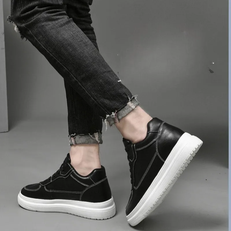 6 8 10 سنتيمتر الارتفاع زيادة حذاء رجالي جودة عالية أحذية من الجلد عادية الدانتيل يصل منصة أحذية مفلكنة أحذية رياضية فاخرة للرجال