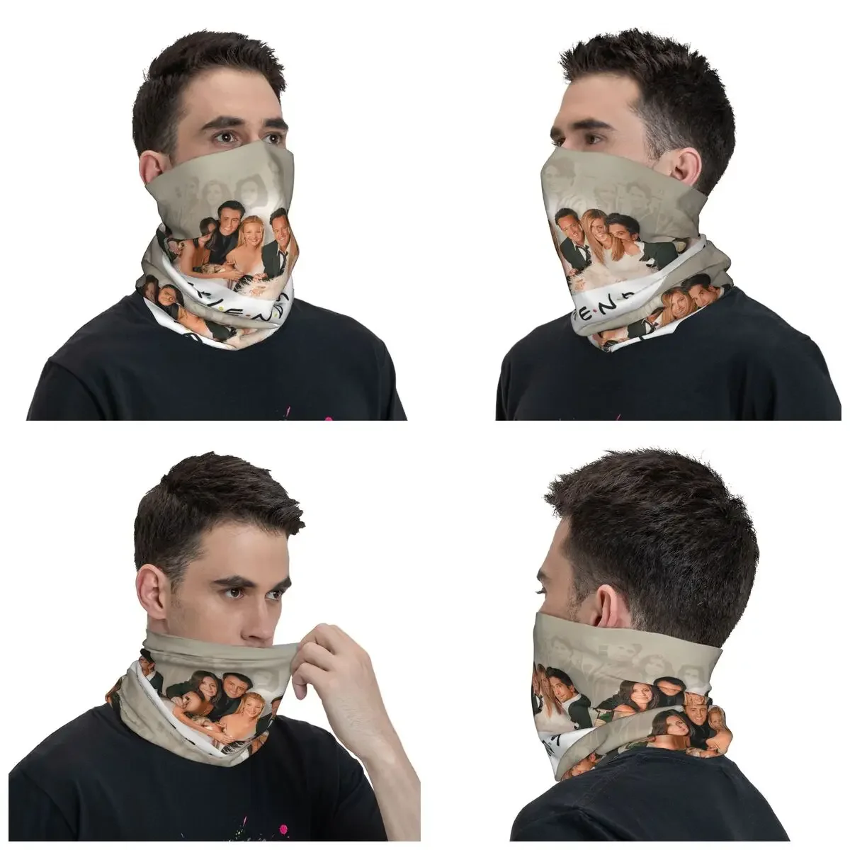 Funny TV Show Friends Bandana Neck Gaiter Windproof Face Scarf Cover Women Men Headband Tube Balaclava