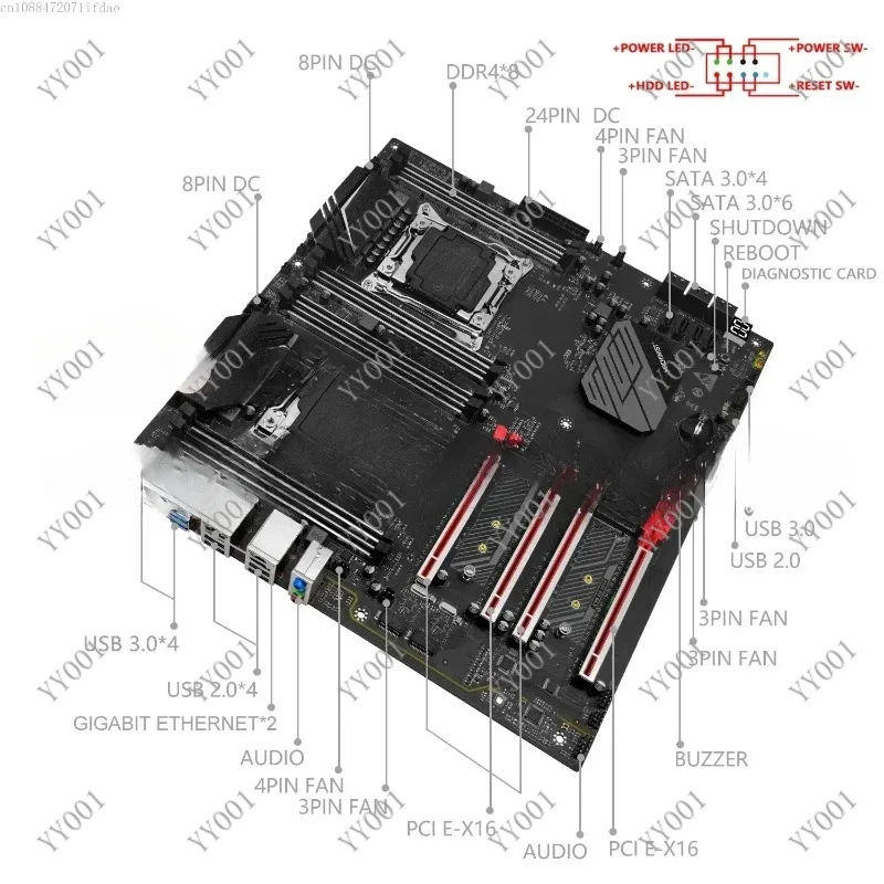 X99 LGA 2011-3 Motherboard Set with 2E5 2699 V4 CPU 816GB DDR4 2400MHz ECC Memory view 4