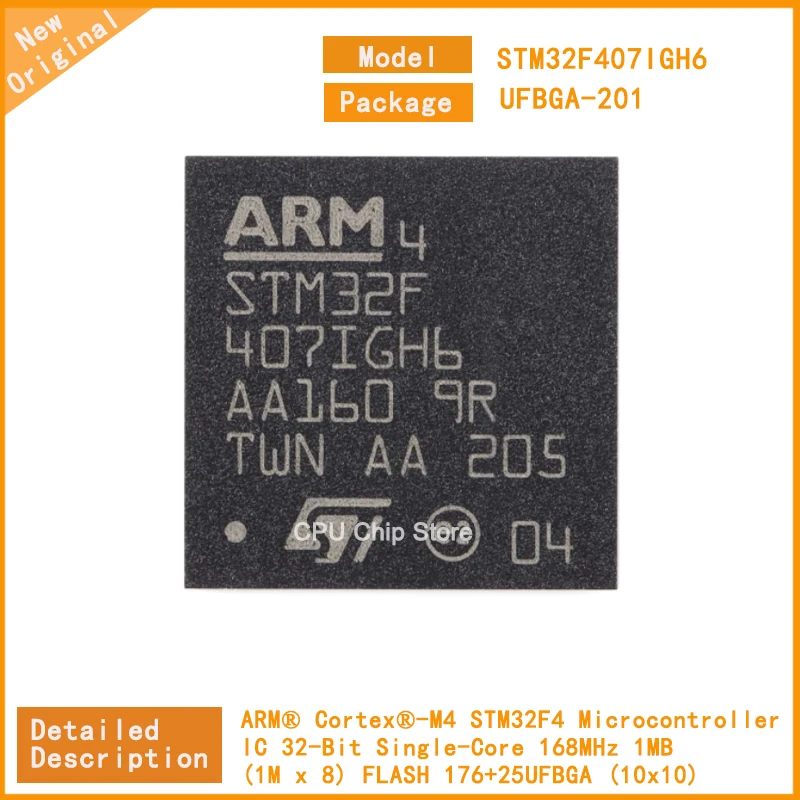 

Микроконтроллер STM32F407IGH6 STM32F407, 32 бит, 168 МГц, 1 Мб (1 м x 8), флеш-память 176 + 25UFBGA, 1 ~ 5 шт.