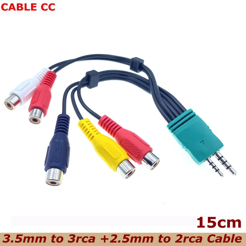 0.15m For Supply Samsung LCD TV AV Cable Component Signal Cable (3.5mm+2.5mm) to (2+3) 5 RCA Video Cable Dual Head AV Cable