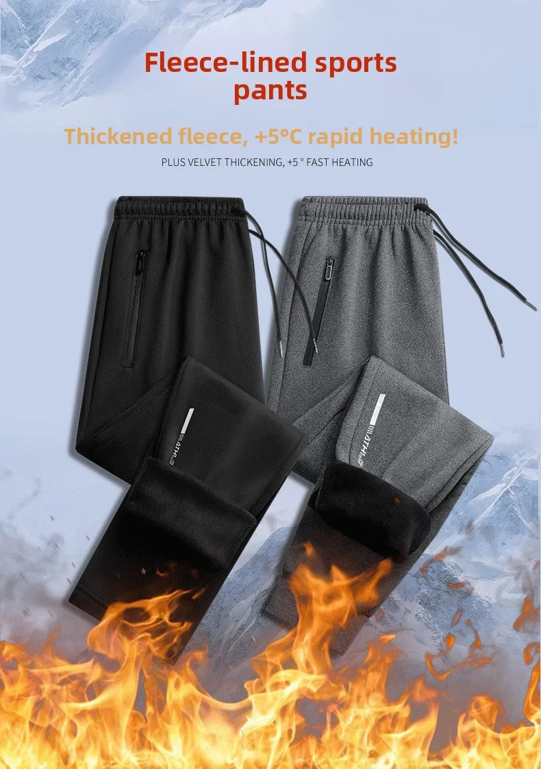 

Мужские зимние повседневные спортивные брюки на флисовой подкладке, осенне-зимние прямые брюки, модные городские брюки для отдыха