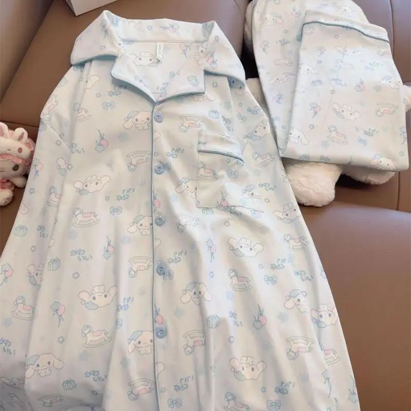 

Sanrio Cinnamoroll Women's Pajamas Sets Kawaii Cartoon Winter Warm Sleepwear Long-Sleeved Trousers Nightwear School Home Wears