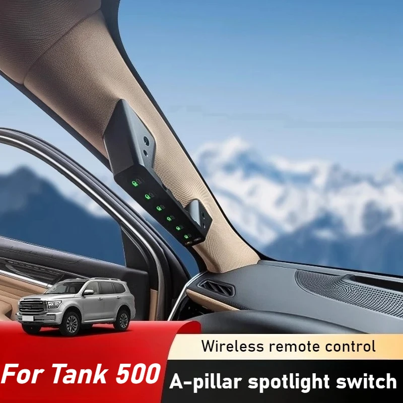 

For Tank 500 Car A-pillar Switch Handle Controller, Multi-way LED Spotlight Integrated 6 Gang Remote Control Switch Accessories