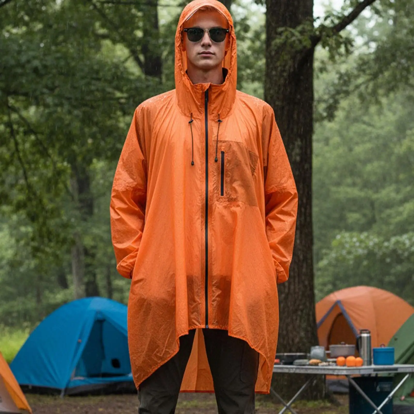 

Waterproof Adult Ponchos Full Body Hooded Raingear Portable Travel Raincoat For Outdoor Hiking Camping Travel Survival Running
