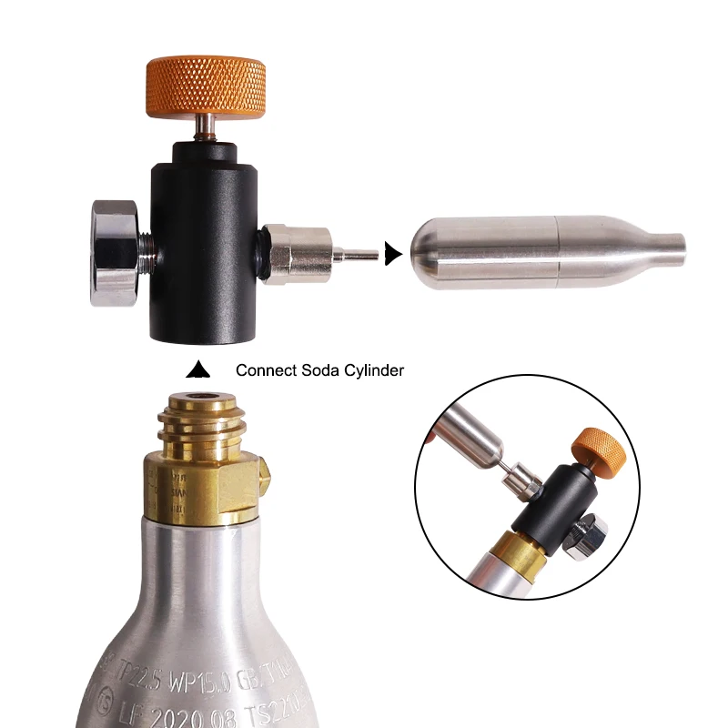 

New Soda Stream Co2 Tank Charging Adaptor Refill Adapter Connector with Pressure Gauge Adjustable Regulator Home Brew Beer Keg