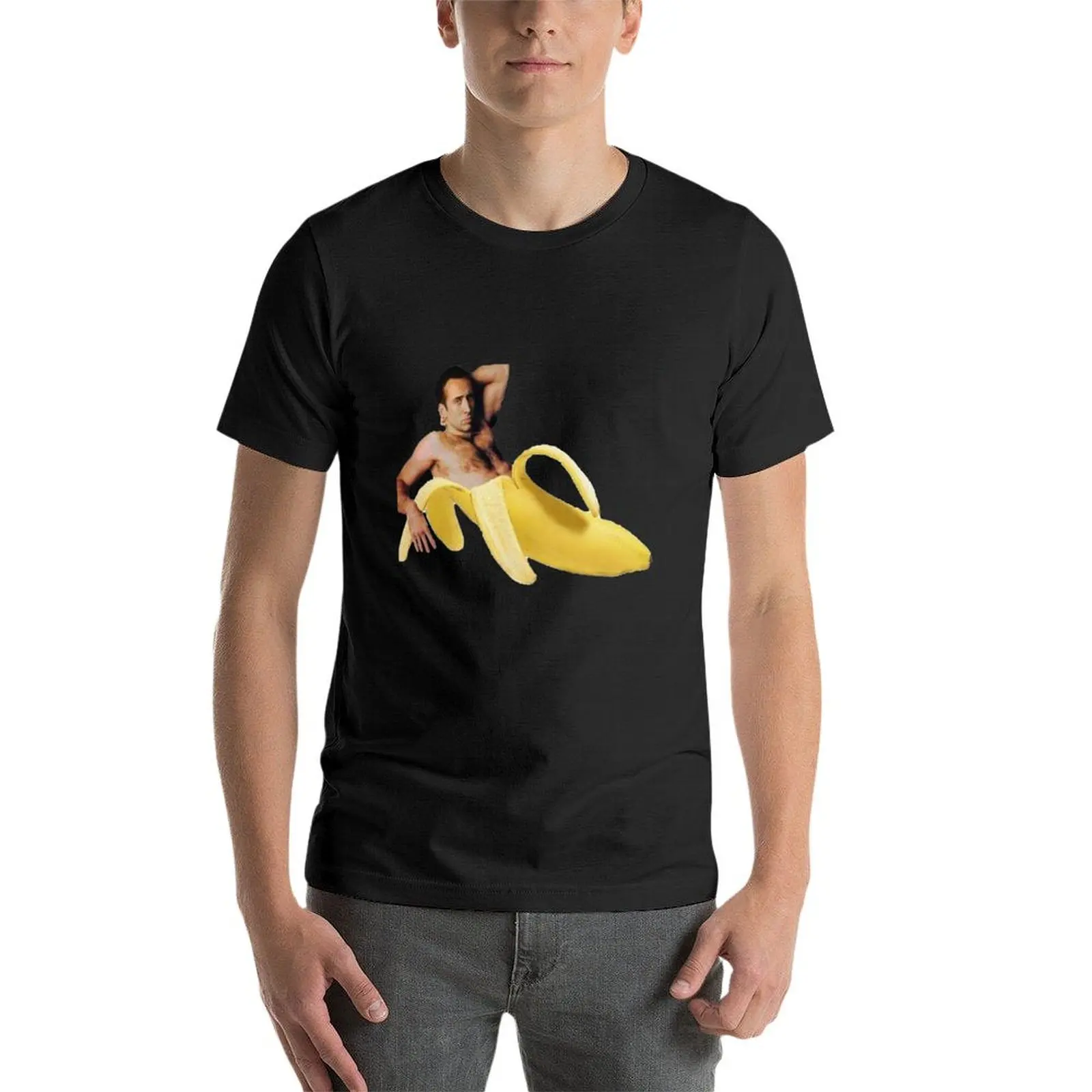 Nicholas Cage banana T-Shirt funnys cute tops Men\'s clothing