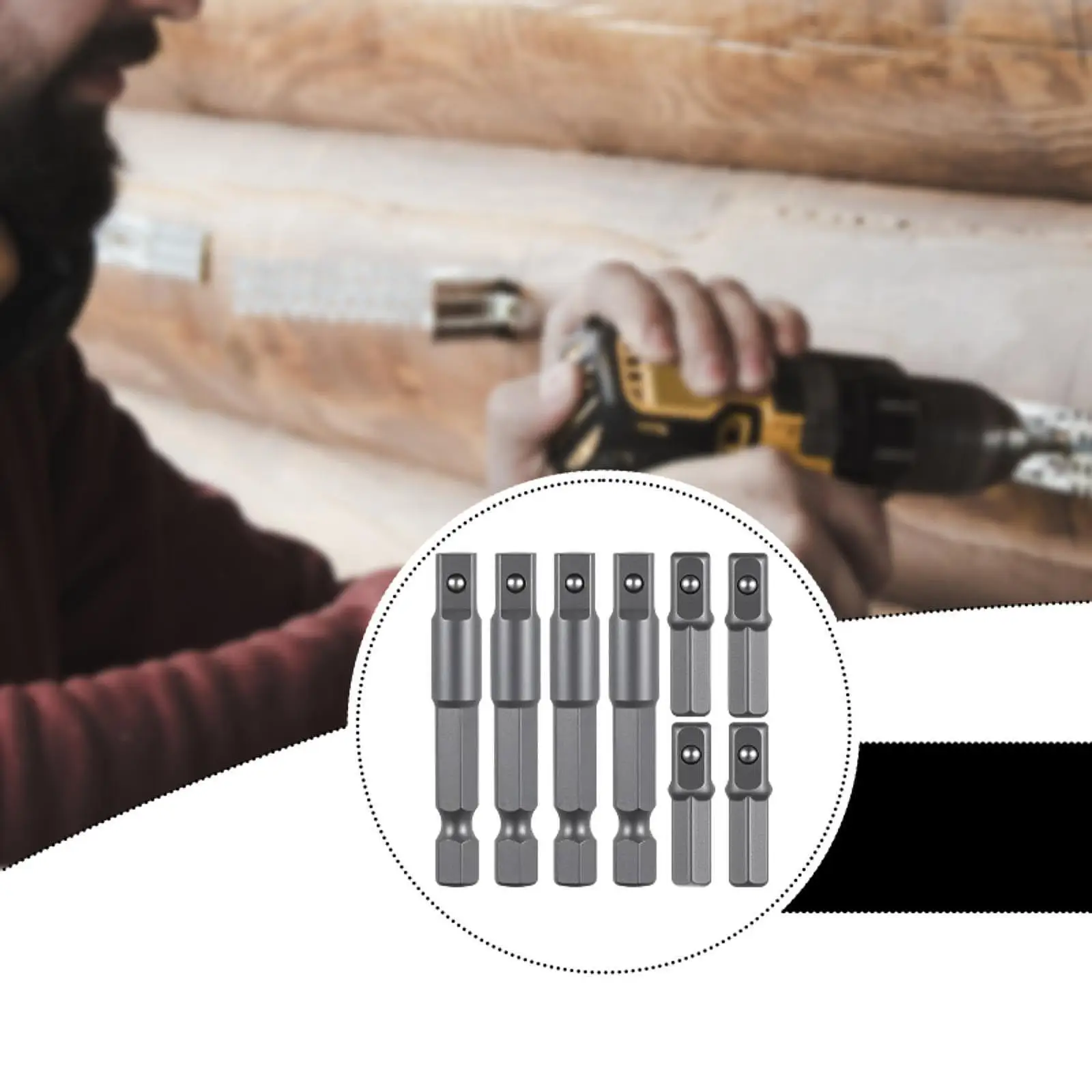 8x Sechskant-zu-Vierkant-Bit-Adapter für die Kfz-Reparatur von pneumatischen Werkzeugen