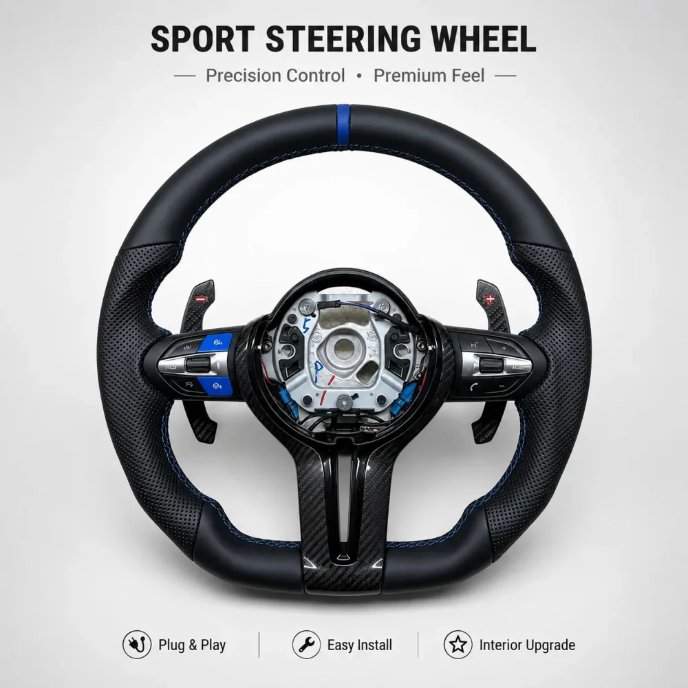 Blue Center Mark Carbon Fiber Steering Wheel Upgrade For BMW M Sport F10 F12 F30 F32 F34 F22 F15 F16 F25 F26 M3 M5 M6