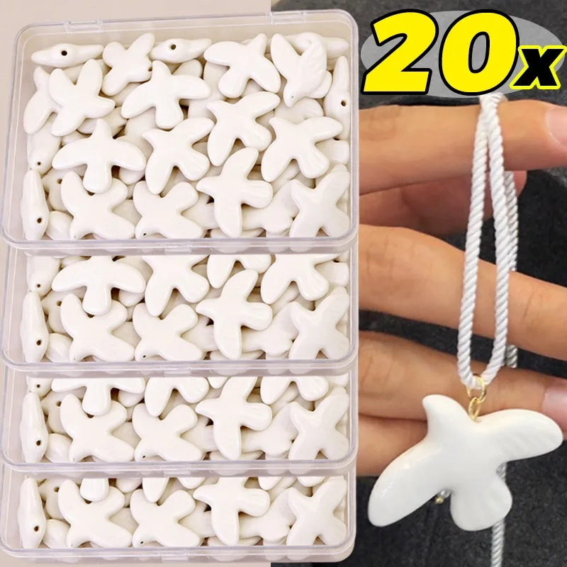 1/20pcs Handmade DIY Bead Ceramic Pigeon Charms for Jewelry Making Bracelet Earring Pendants Craft Beads DIY Accessories Women