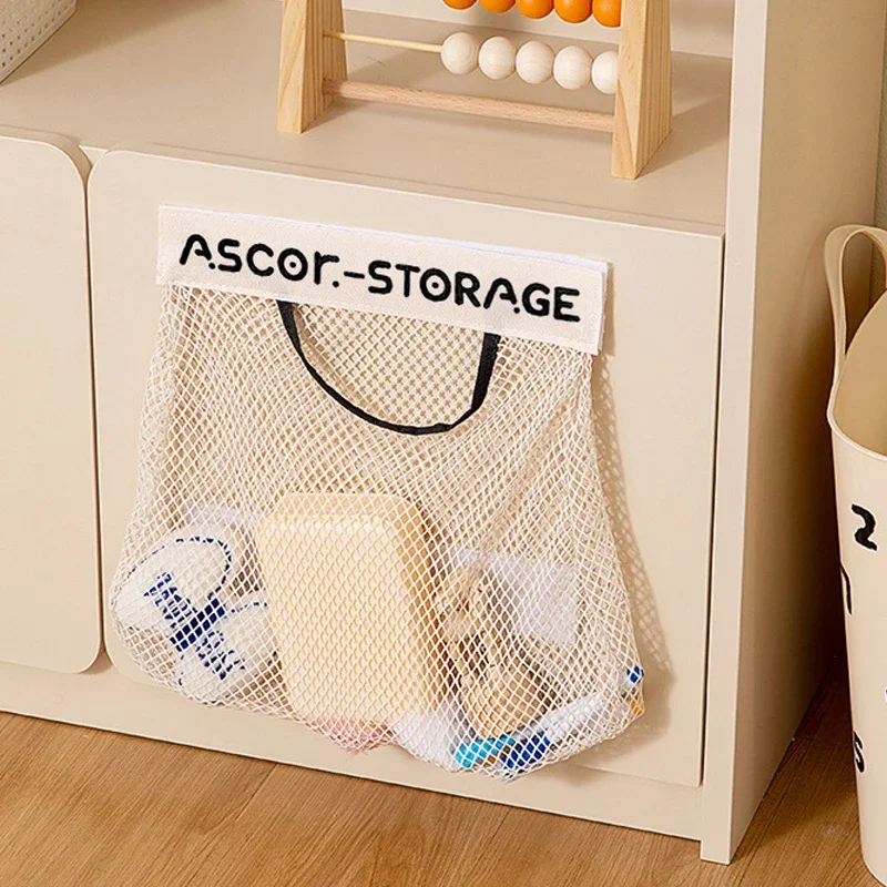 bathroom Magic sticker Sundries Bag Kitchen garbage bag storage Net Bag children Toy organizer Wall Mounted Sundries Mesh Bag