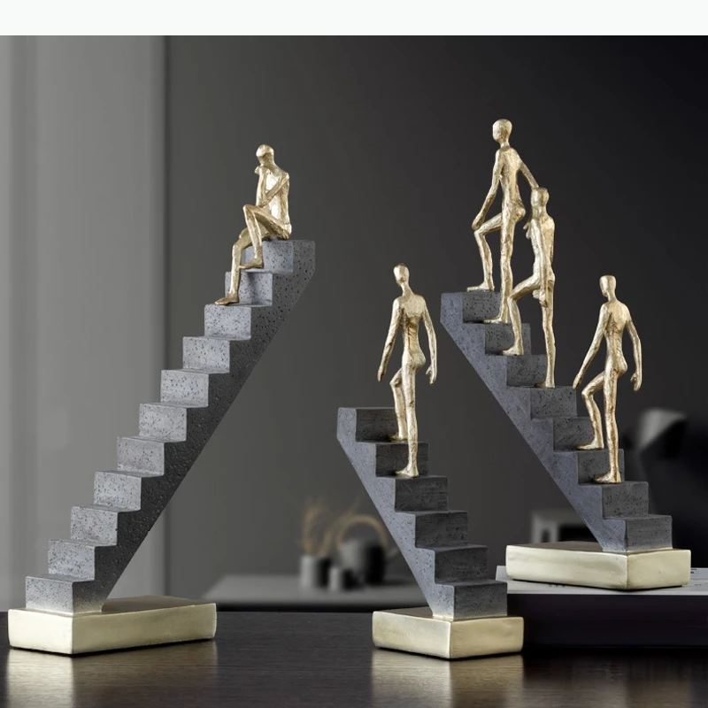 Resin Handicraft Sculpture Staircase Ladder Man Abstract Decorative Figurines Room Decoration Accessories