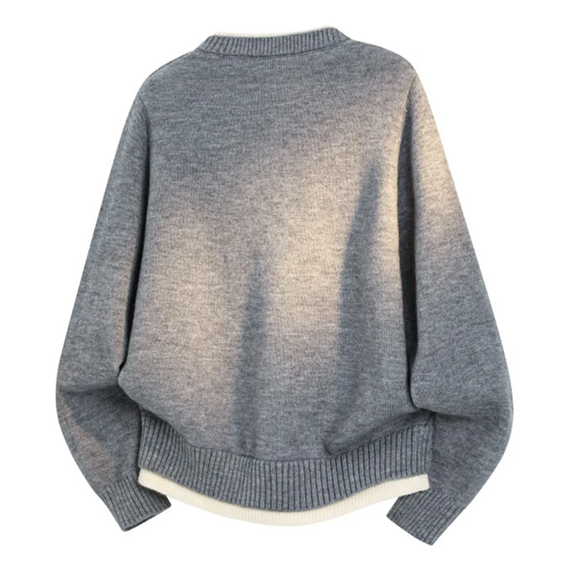 Fashionable Fake Two Piece Knit Polo-shirts Mens Vintage Henley Collar Solid Color Long Sleeve Tops 2026 Fall Knitting Pullover