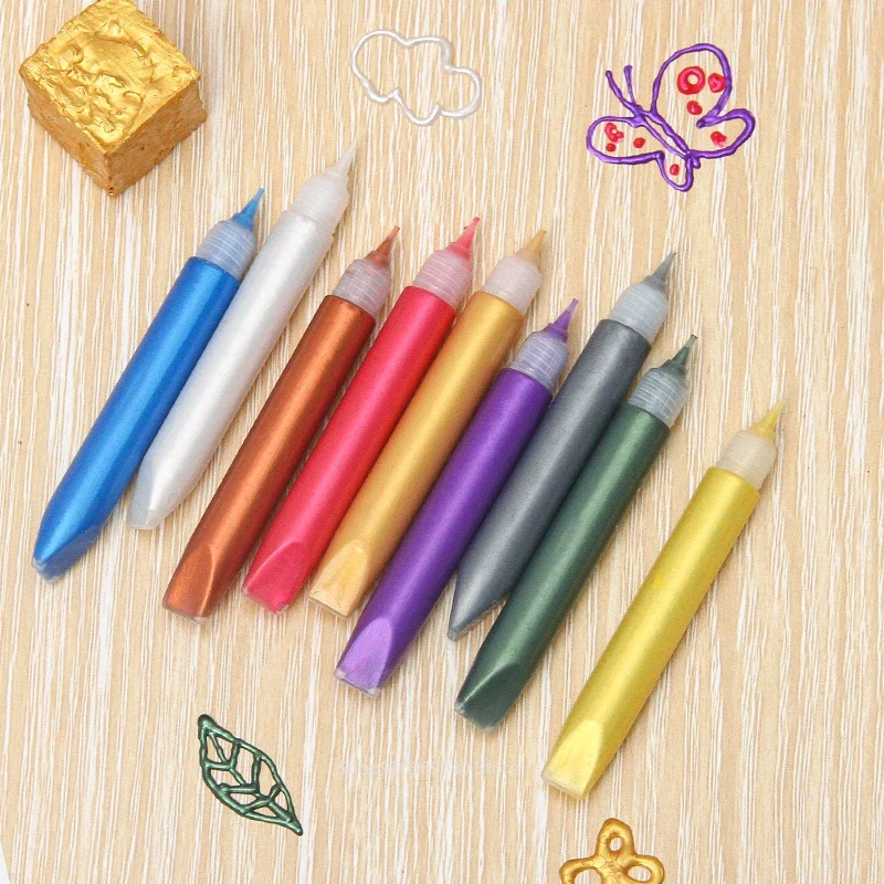 10ml/ Pearlescent Color Acrylic Pigment 3d Stereoscopic Painting Pen DIY Glass/ceramic Crafts Painting Border Waterproof Pigment