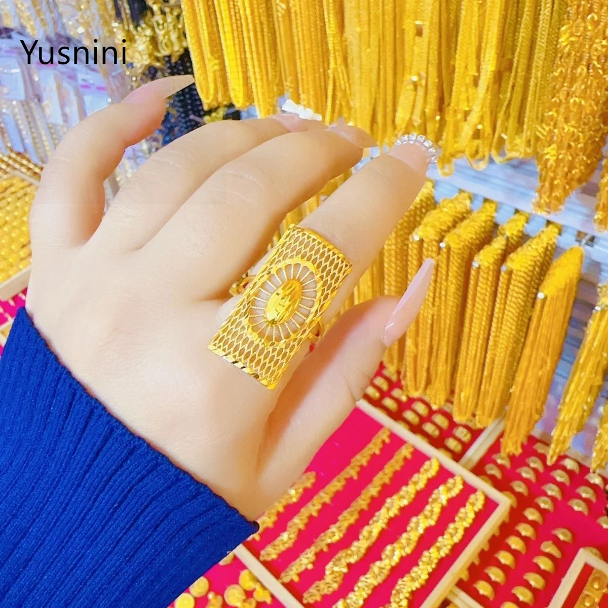 Ethiopian Arabian Dubai Ladies 24K Gold Plated Ring Suitable For Wedding And Party Gifts  YY10980