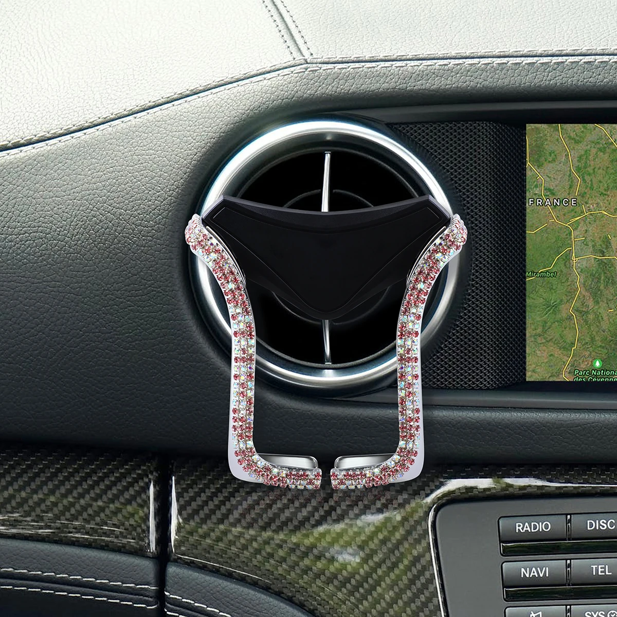 

Car Phone Holder Vent Mount Rhinestone Cradle Bracket Adjustable Telescopic Universal Fit Easy Install Lasting Use Car