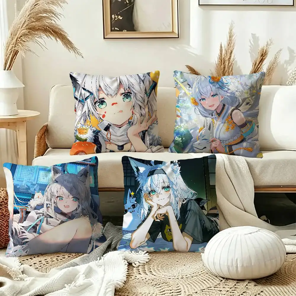 Cute S-Shirakami Fubuki Personalized picture text home decorative pillows Household Gifts 45x45cm