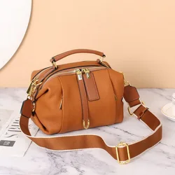 ZENCY Best Quality 100% Genuine Cow Leather Women Shoulder Bag Handbag Top Layer Cowhide Messenger Long Strap Bags Phone Purse