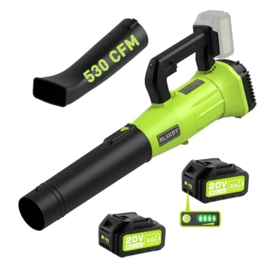 

Беспроводная воздуходувка для листьев - 2 аккумулятора 3 Ач, 530 CFM, 170 миль/ч, мощная аккумуляторная воздуходувка для листьев, беспроводная, с аккумулятором и зарядным устройством, 7 режимов