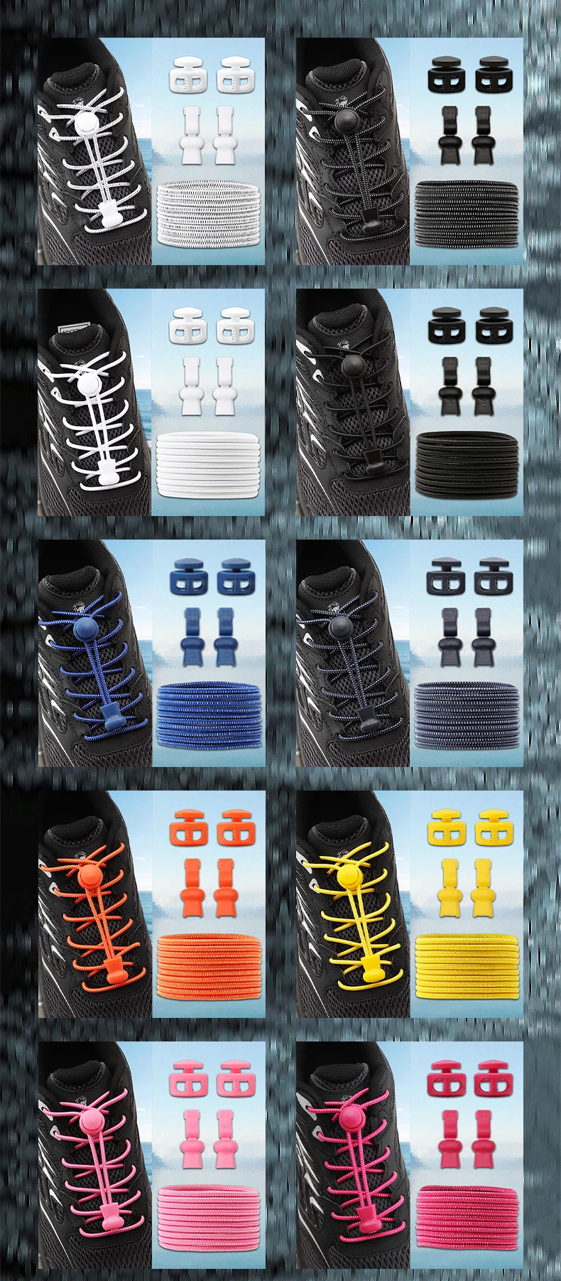 Elastische Schnürsenkel ohne Binden mit Verschluss, runde, dehnbare Schnürsenkel für Kinder und Erwachsene, Sneaker, bequeme Schnürsenkel für Sport und Laufen. – Detail 9