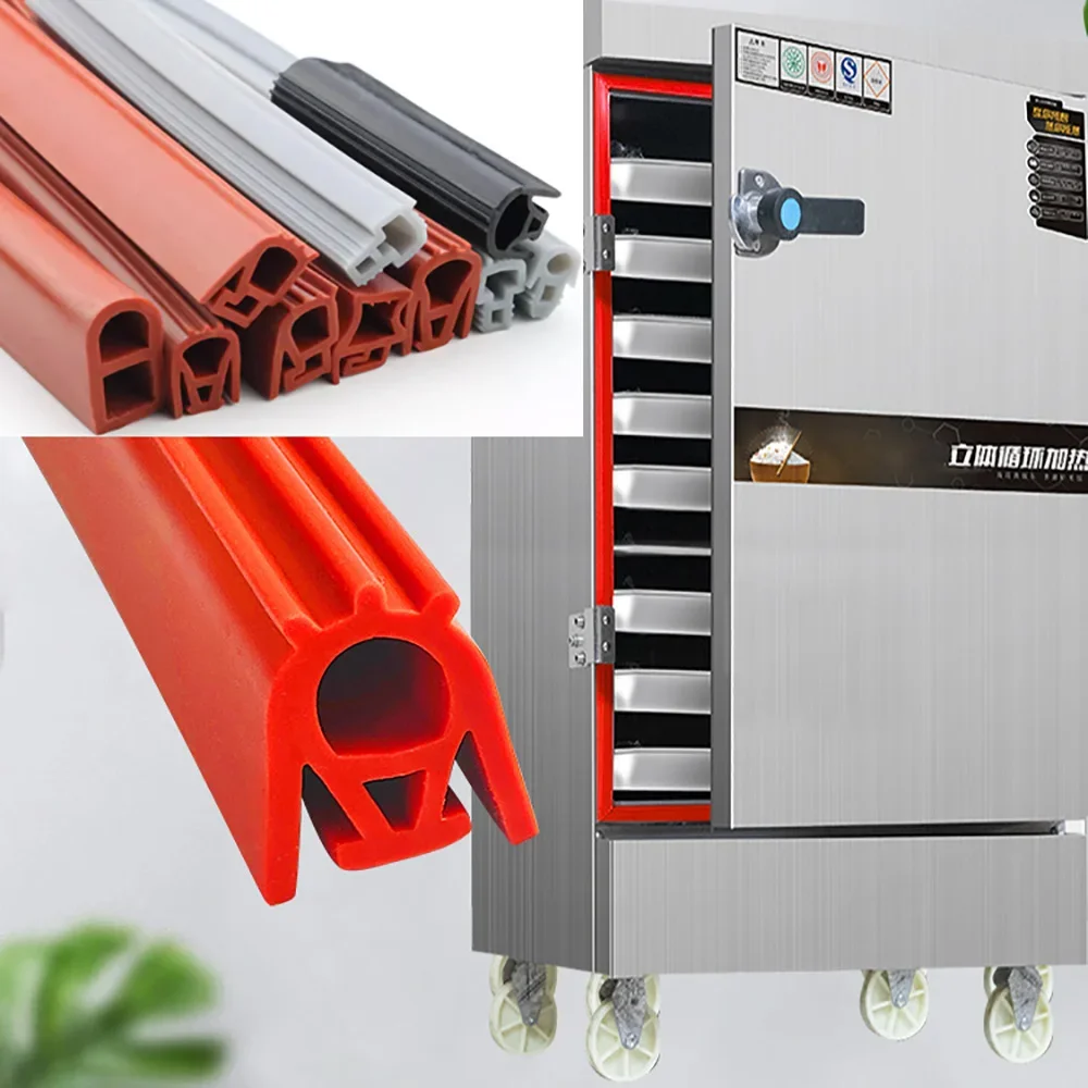 

M-Shape Ilicone Strip Red White Black High Temperature Steam Oven Sealing Strip Freezer Door Steaming Steamed Rice Machine Parts
