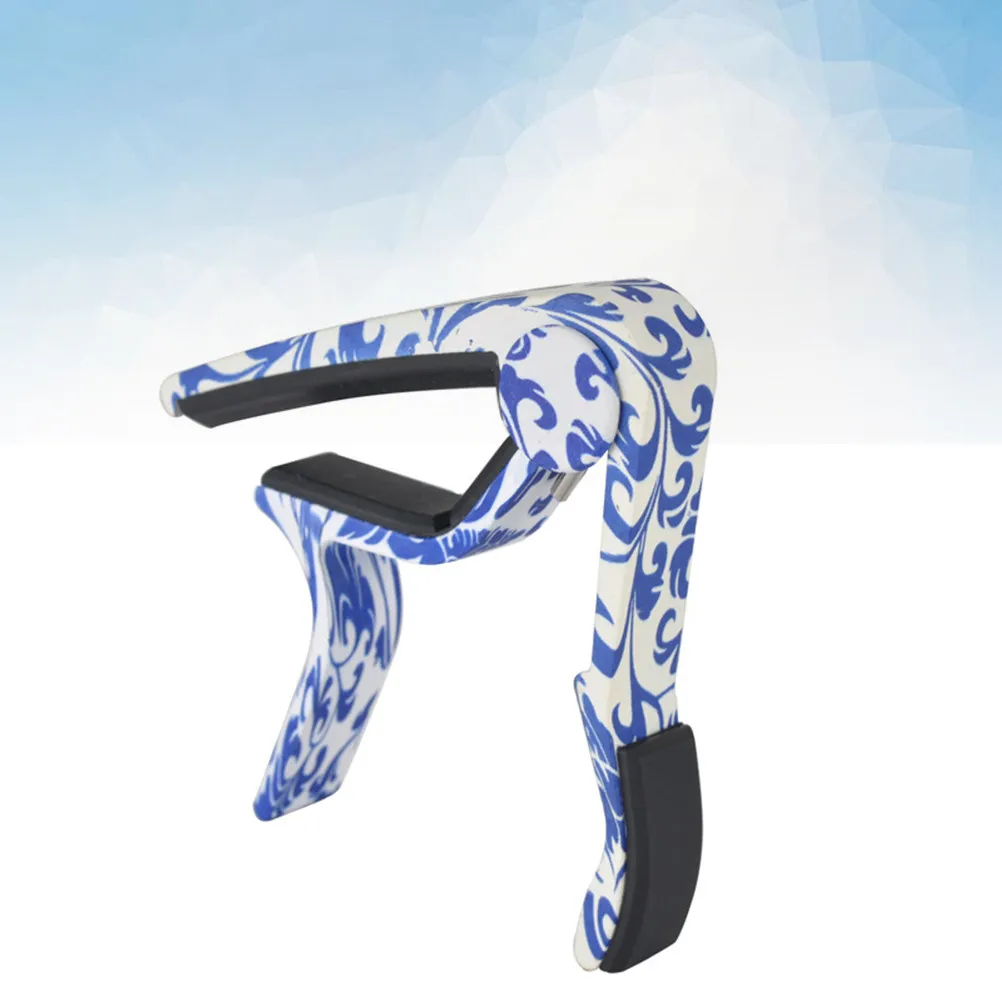 Blue White Porcelain Guitar Capo for Acoustic Classical Folk Wood Guitars – Adjustable Key Trigger Clamp