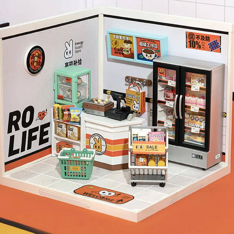 DIY Dollhouse Kit, Mini 3D House Kit with Grid Space Design, Handcraft Miniature Scene Model Toy