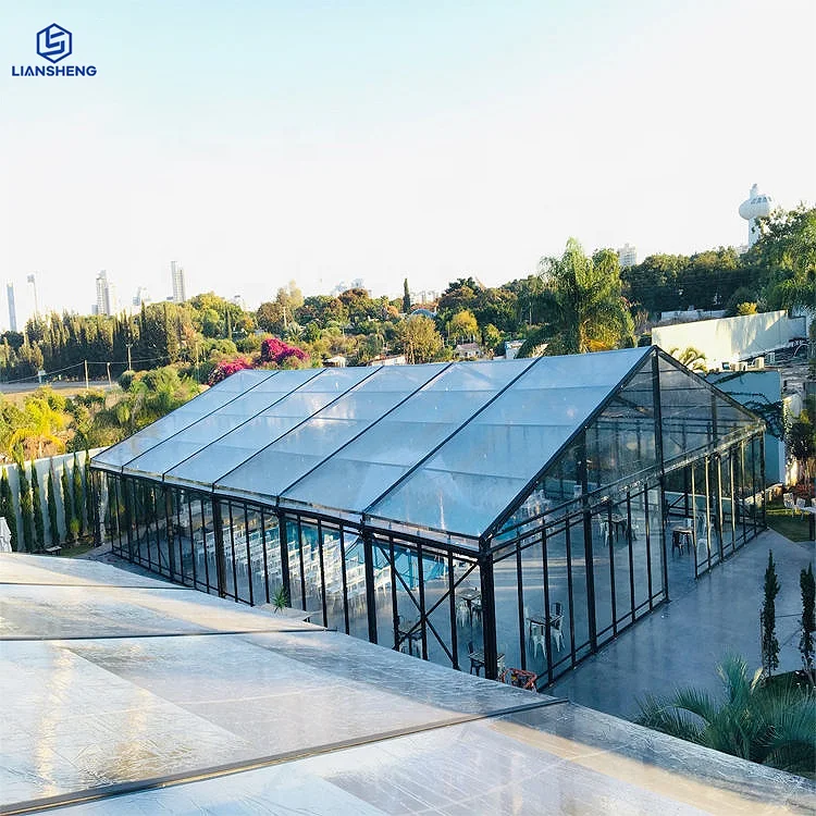 200-300 People Marquee Luxury Transparent PVC Black Frame Aluminum Tent Outdoor Hard Walls Aluminum Frame Tent for Event Wedding