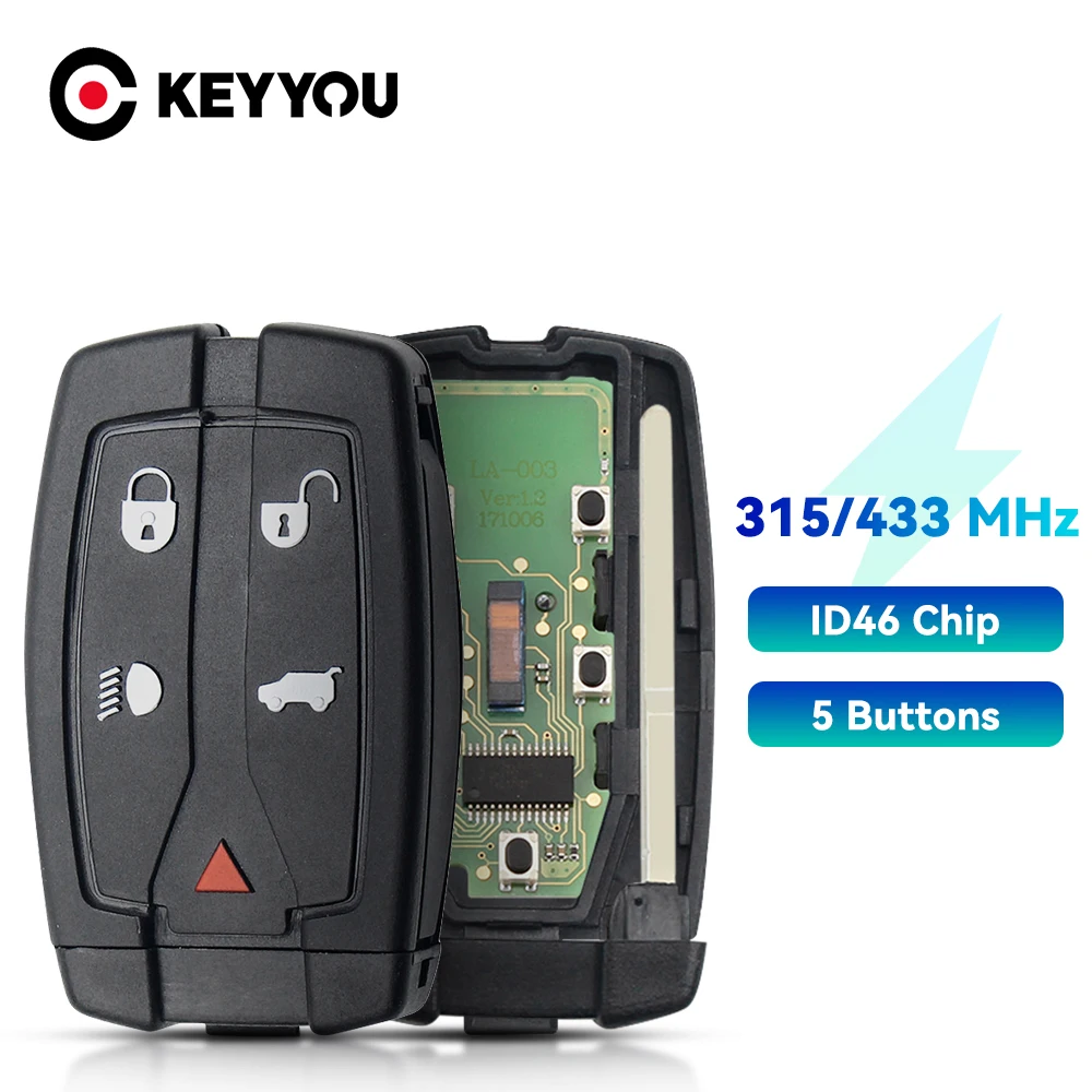 

KEYYOU With Battery Car Remote Key 315 433Mhz ID46 PCF7945 Chip For Land Rover Freelander 2 Replacment Smart Card