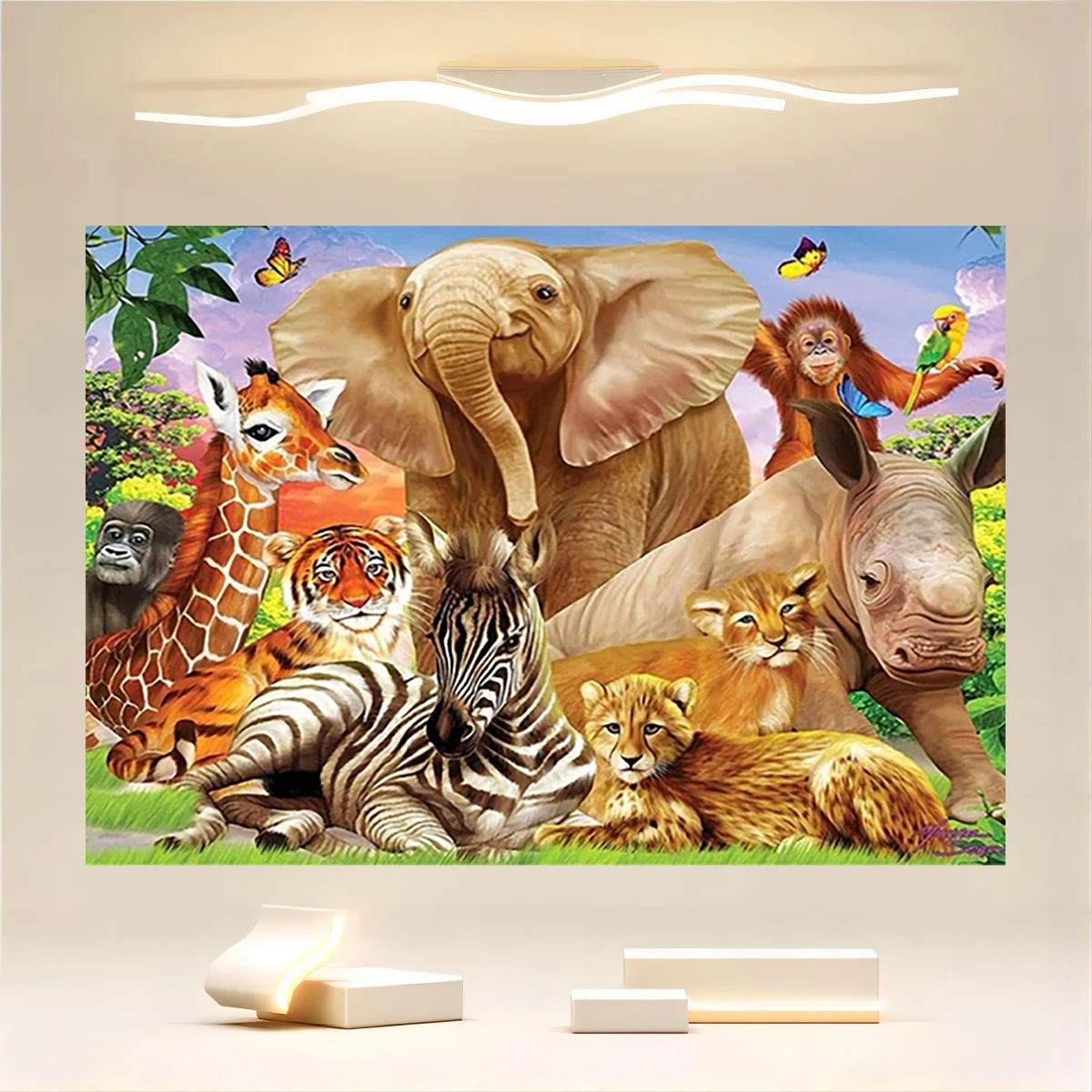 Jungle animals, wildlife, summer tropical deserts, African forests, wildlife park, scenery, boy's birthday party