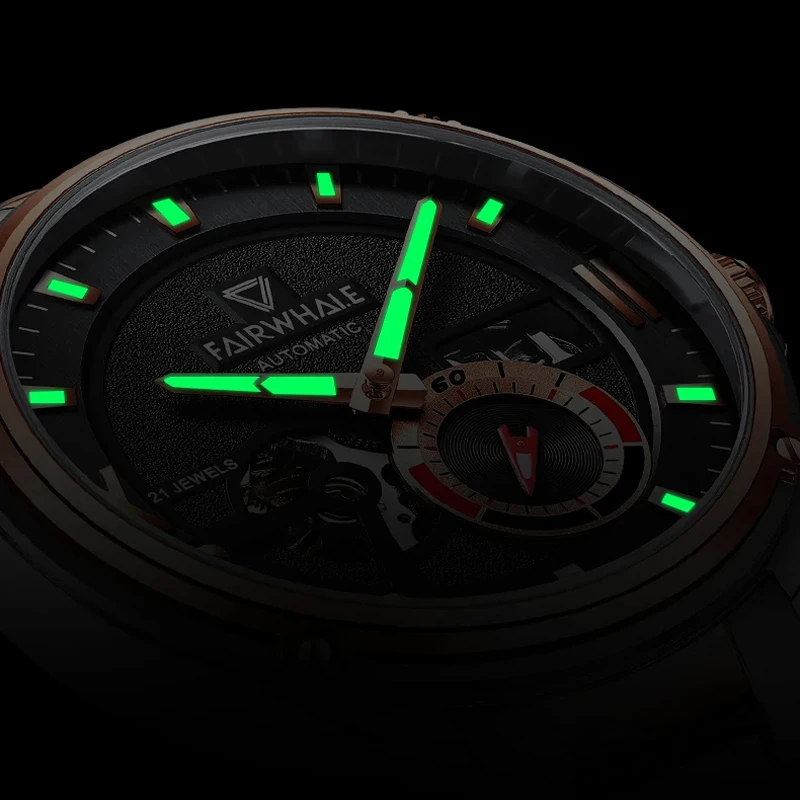 Mark Fairwhale-reloj mecánico automático para hombre, de acero inoxidable, luminoso, a la moda, hueco, resistente al agua