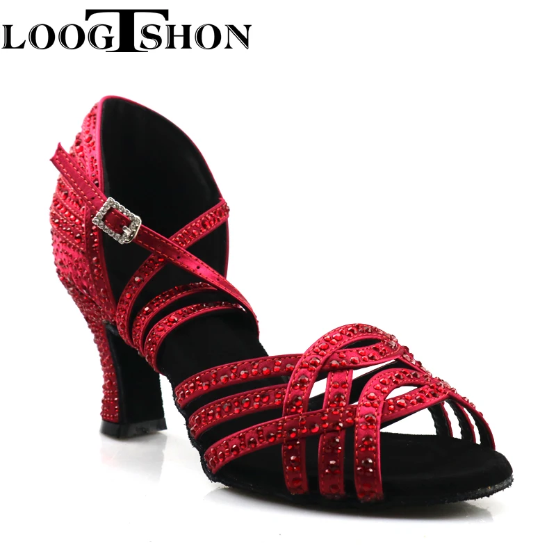 Loogtshon latin dance shoes woman  Dance Shoes For Girls Ballroom Latin Dance Shoes Woman With Rhinestones Salsa Tango Shoes