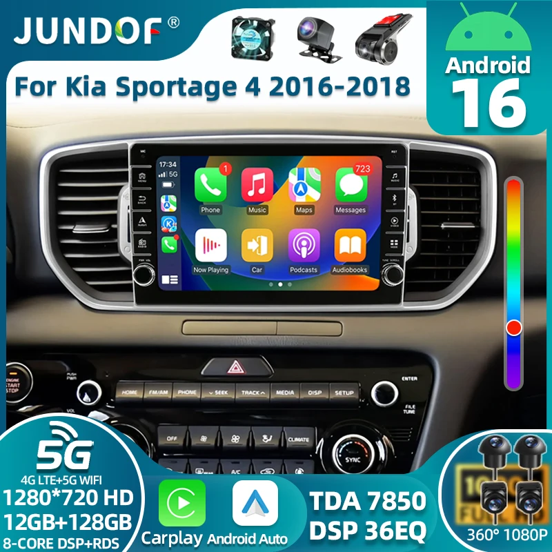 

Автомобильное мультимедийное радио Android 16 для KIA Sportage 4 2016 2017 2018 2019 Беспроводной Carplay Android Auto Qualcomm Автомобильная стереосистема 4G Wi-Fi