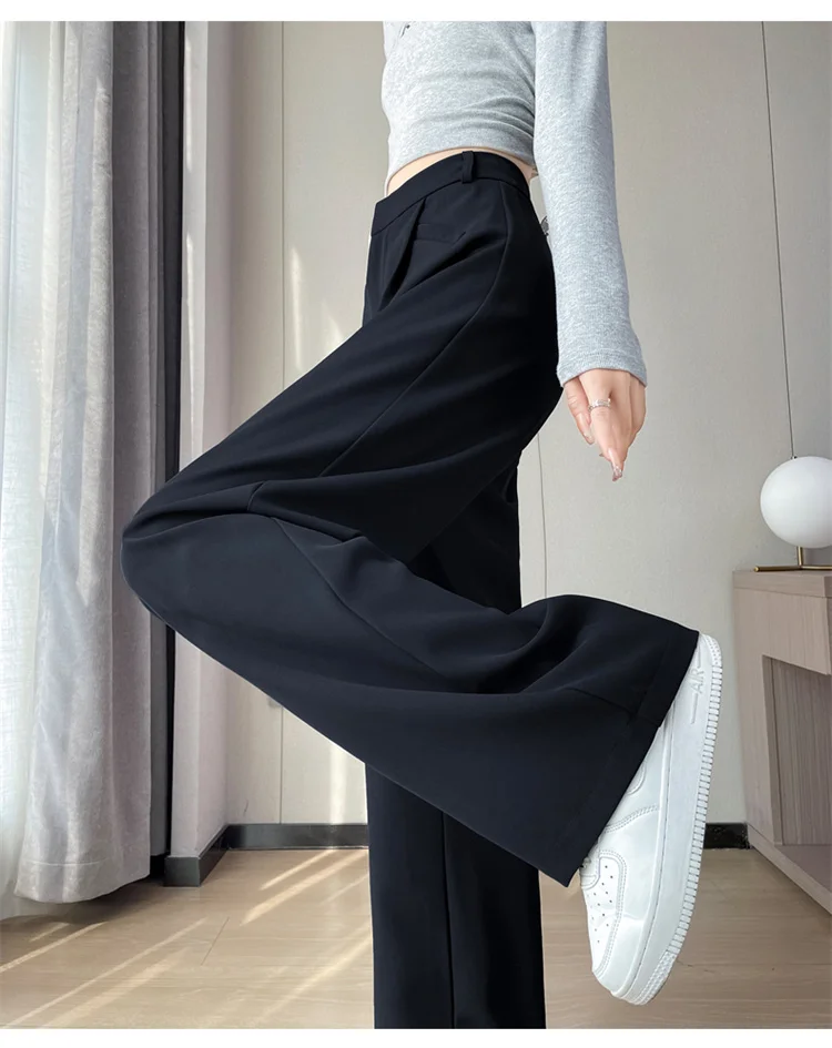 Spring 2024 New Fashion All-Match Simple Office Suit Pants Wide-Leg Pants High Waist Narrow Straight Casual Mop Pants Women