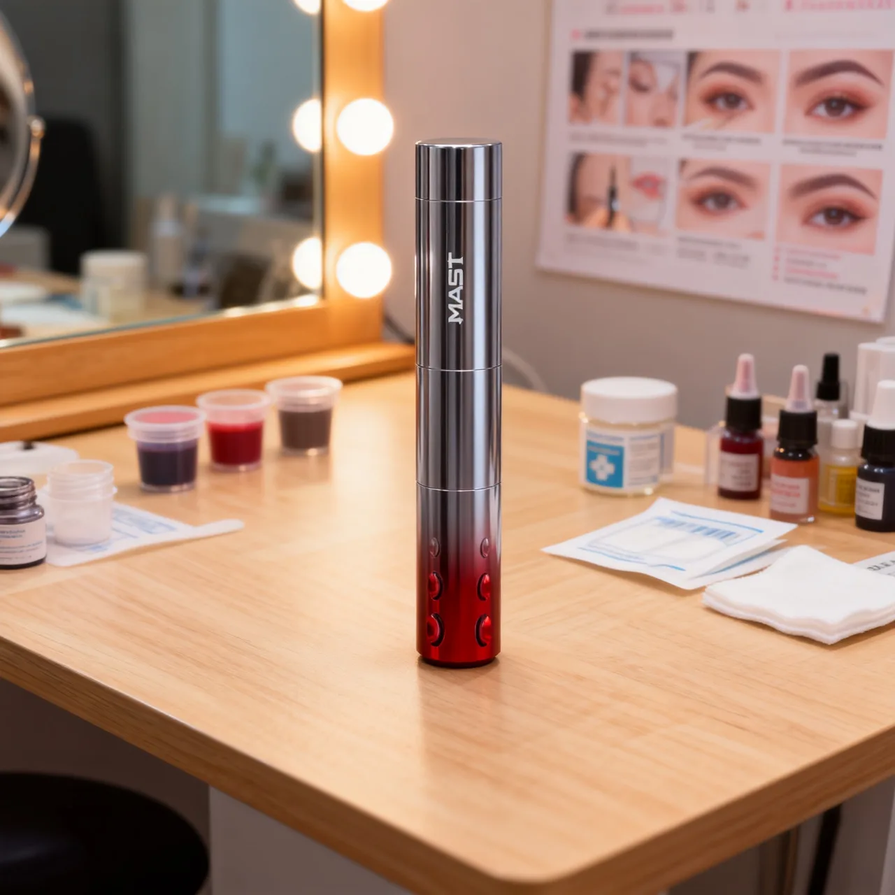 ماست ماكينة رسم الوشم التجميلي اللاسلكية بطارية 1400 مللي أمبير في الساعة شاشة ذكية 3.0 مللي متر السكتة الدماغية تجميل دائم لوازم فنية للجسم