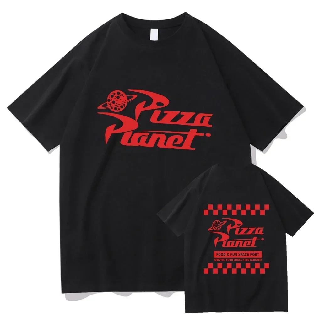 2024 letnie T-shirty z pizzą Planet mężczyźni i kobiety bluza z grafiką Vintage bawełniana koszulka oversize Hip Hop klasyczne ubrania