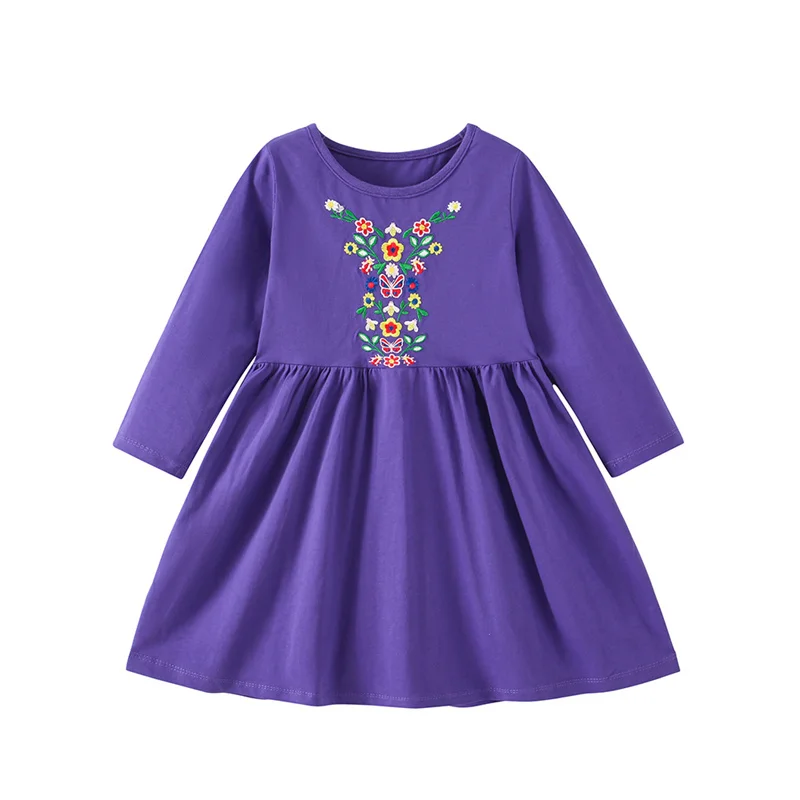 Jumping Meters 4-8T New Arrival Long Sleeve Princess Girls Dresses Dogs Embroidery Autumn Spring Birthday Gift Frocks Baby Dress