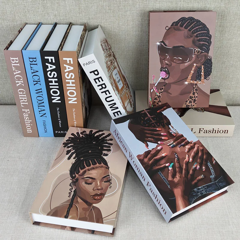 Luxury Openable Fake Books Box Decoration Fashion Black Women Magazine Coffee Table Book Villa Hotel Home Decor Shooting Props