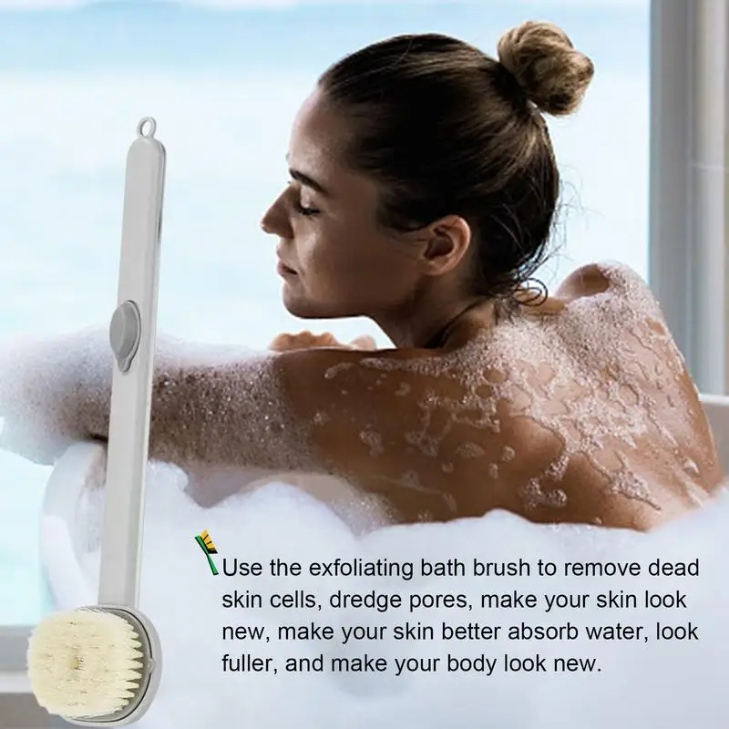 Back Brush Long Handle For Shower Back Bath Scrubber With Shower Gel Storage Detachable Bath Massage Brush For Women Men Body