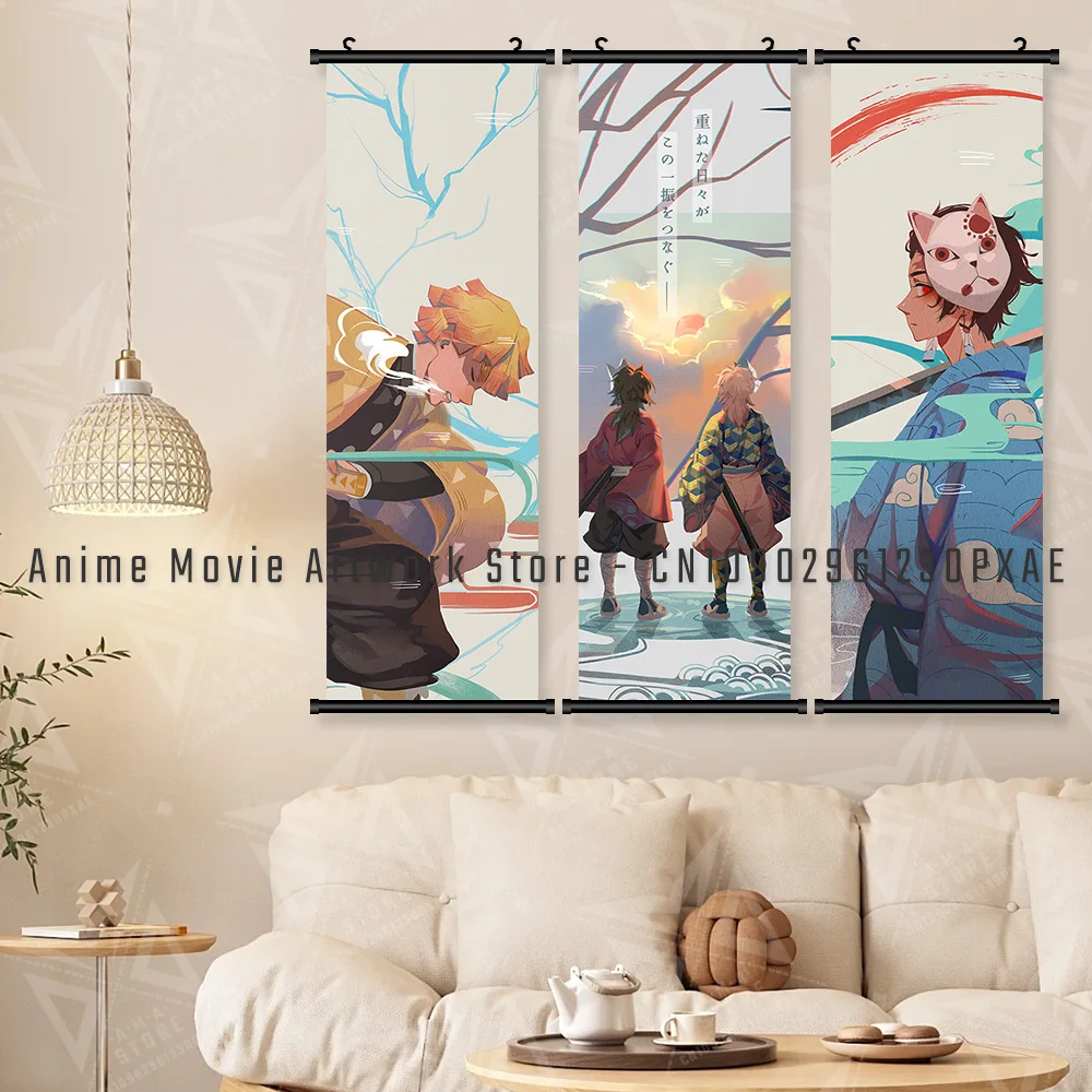 أنيمي شيطان القاتل صور ديكور المنزل Kokushibou يطبع الجدار ملصق فني انمي ياباني قماش معلقة اللوحة لغرفة المعيشة