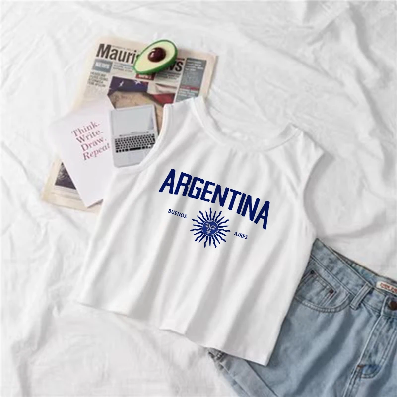 Women Y2k Punk Sleeveless Crop Tops Aesthetic Fashion Argentina Print Sexy Tank Gothic Vintage Girl Korean Harajuku White Vest