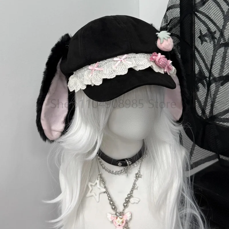 Japanische Lolita Erdbeere Soft Candy Hut Mädchen Subkultur Spitze Schleife Baskenmütze Frauen Entzückende Achteck Hut
