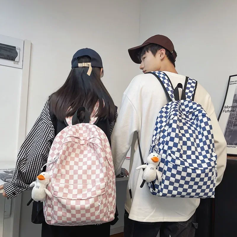 Effen Kleur Schooltas Rugzak Jongens Meisjes Junior Middelbare Scholieren Plaid Student Schooltas Nieuwe Japanse Rugzak