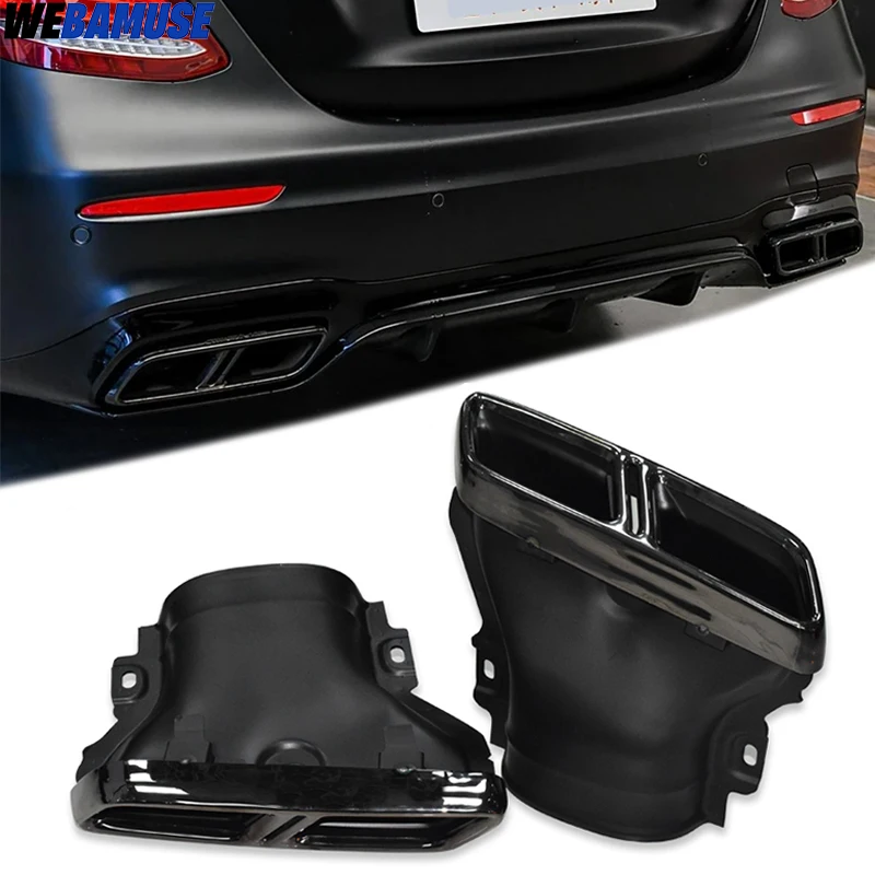 Аксессуары для автомобильных наконечников выхлопных газов для Mercedes-Benz E-Class W213 E63 AMG 2017-2019, черные наконечники выхлопных труб из нержавеющей стали Аксессуары для автомобильных наконечников выхлопных газов для Mercedes-Benz E-Class W213 E63 AMG 2017-2019, черные наконечники выхлопных труб из нержавеющей стали