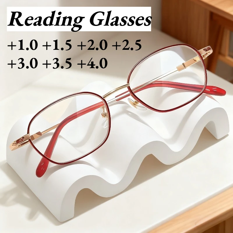 

Fashionable Red-gold-rimmed Presbyopia Glasses Ultra-lightweight Comfortable High-definition Reading Glasses +1.0 To +4.0